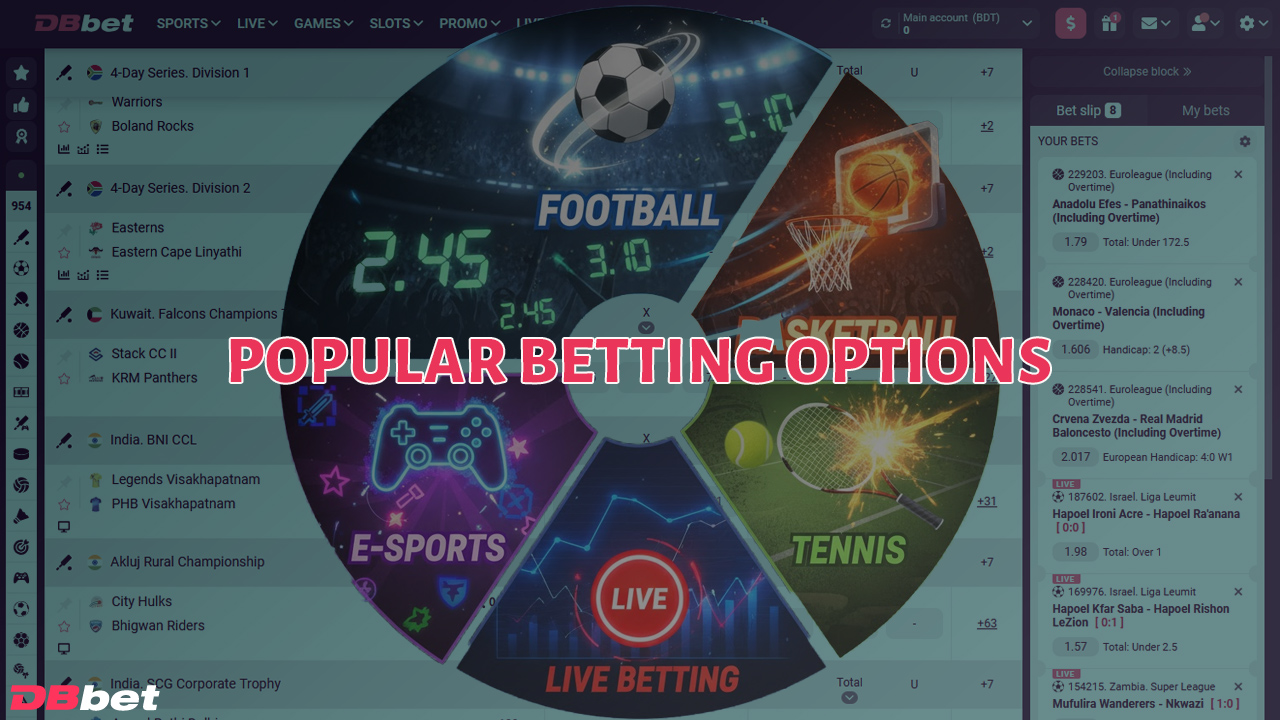 Betting at DBbet Casino provides online access to various types of bets.
