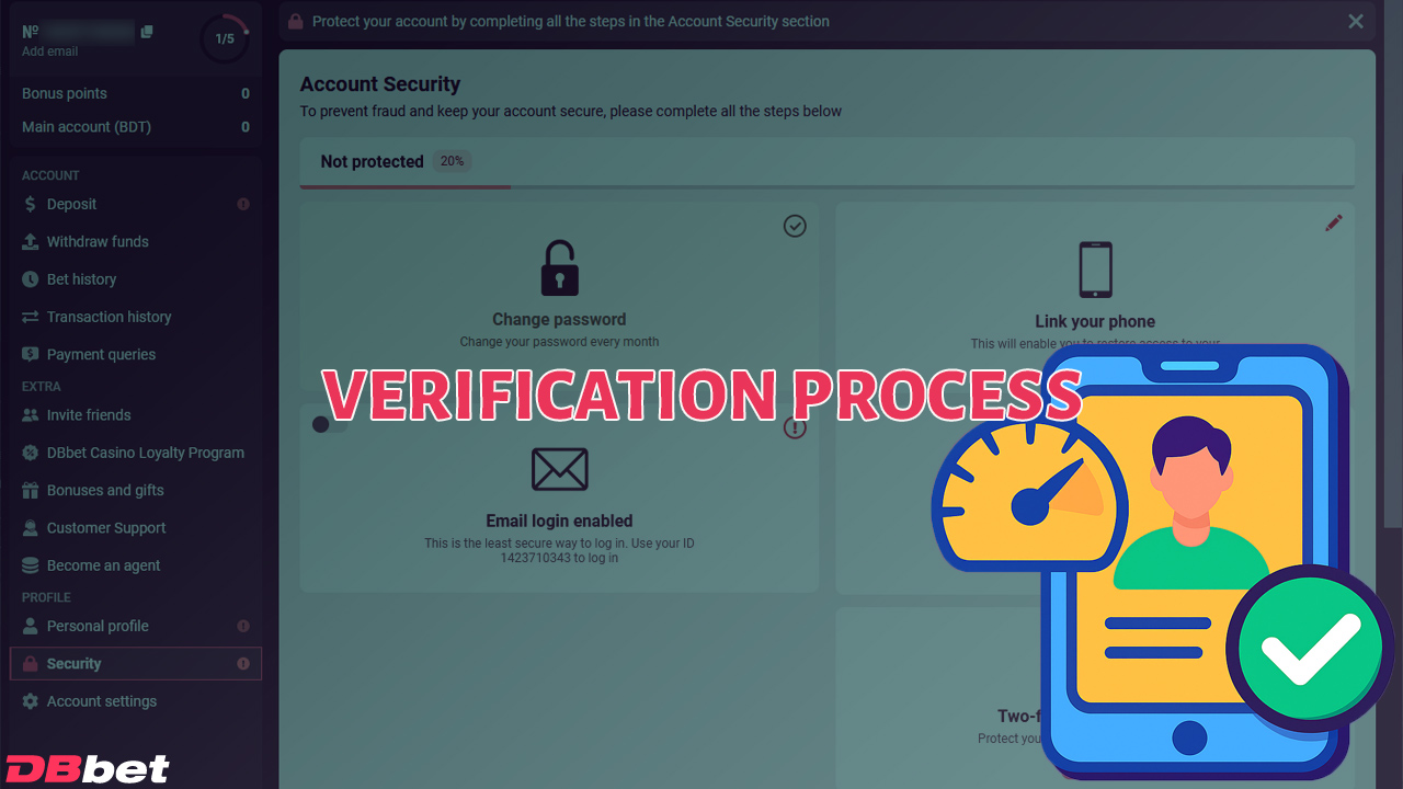 Account verification at DBbet Casino is quick and easy.